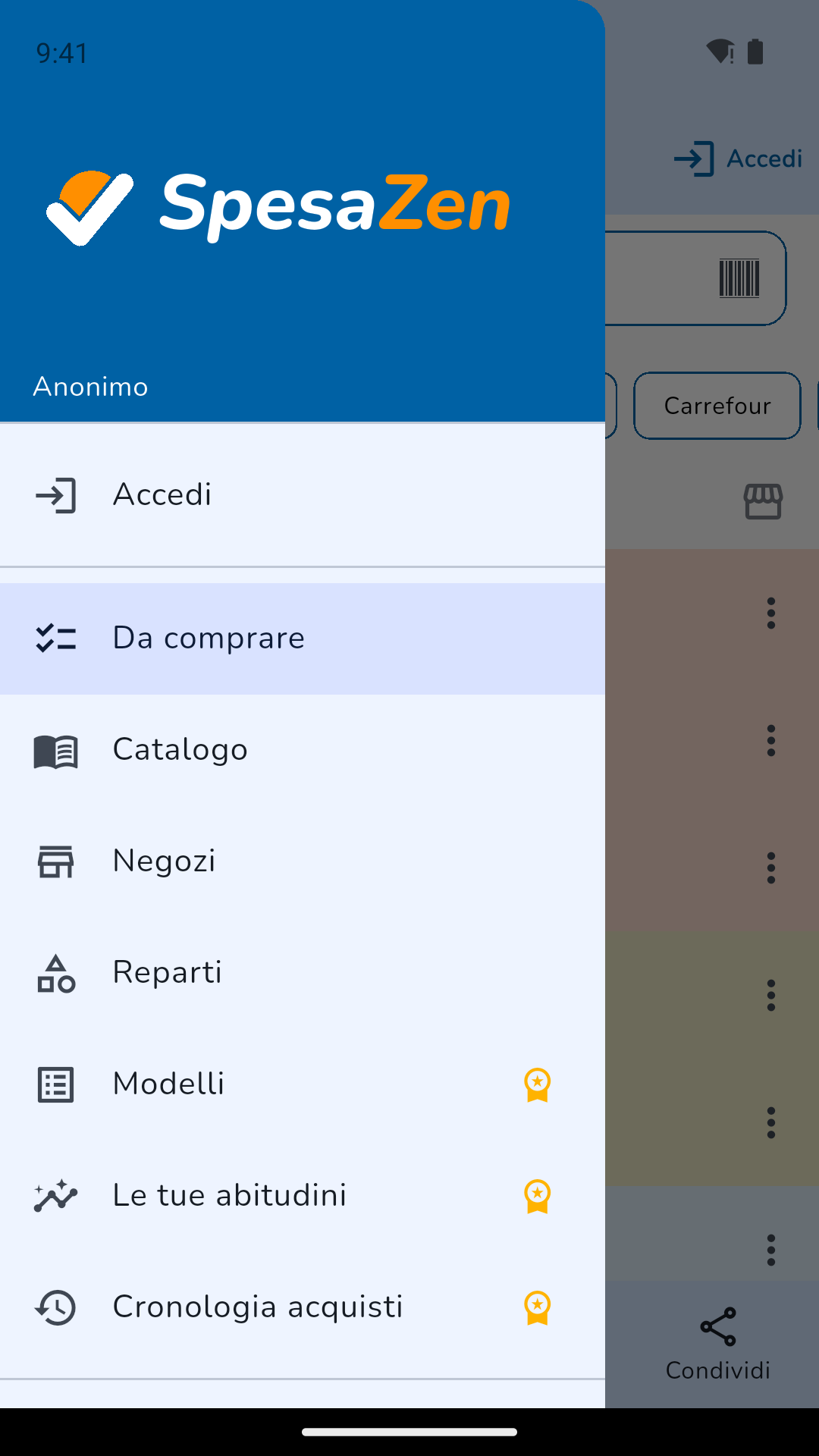 Menu laterale